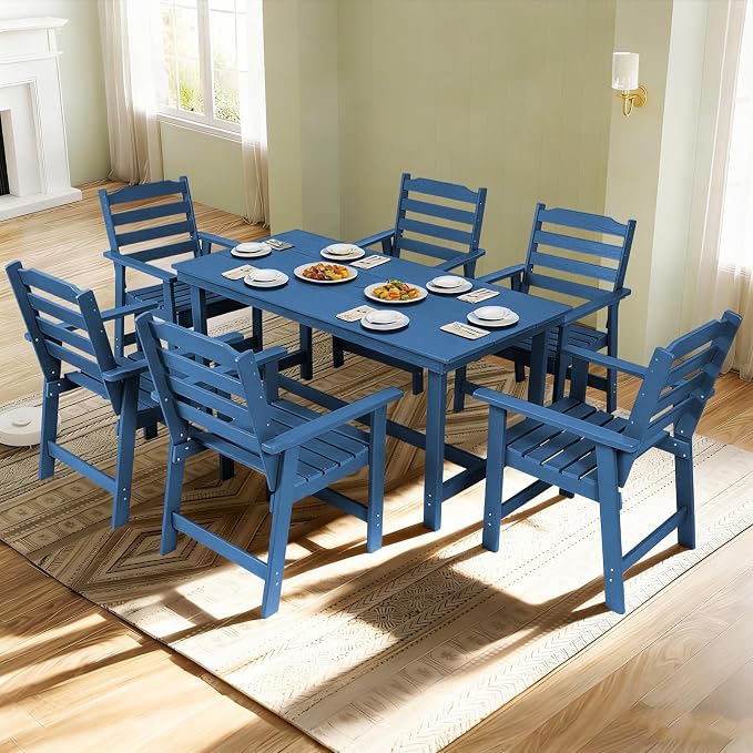 FUNBERRY Outdoor Dining Chairs Set of 4, HDPE Patio Chairs for Outside | Wood-Grain, HDPE All Weather, No Rot or Rust or Crack, UV Fade Shield, 330LBS Weight Capacity, Easy-Clean for Outside