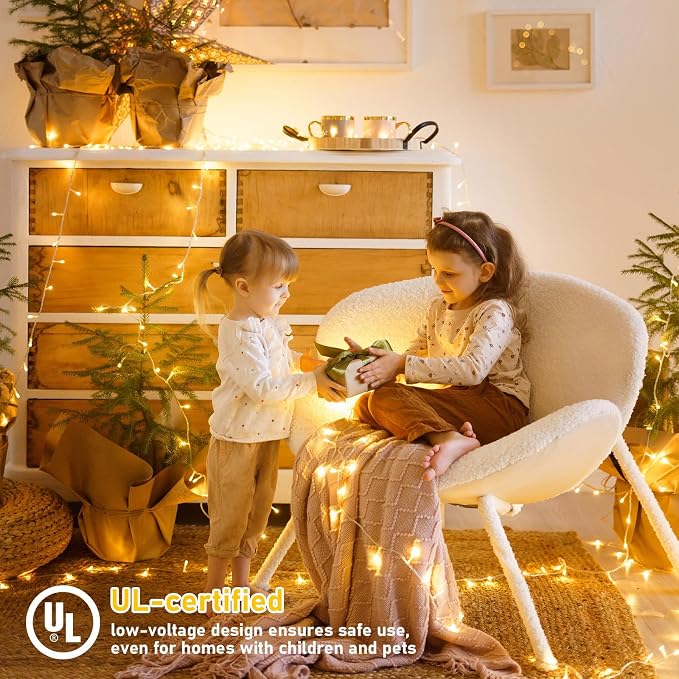 JMEXSUSS 150 LED String Lights for Bedroom, Classroom Lights Plug in | Connectable Warm White Christmas Lights Indoor , 59ft Twinkle Fairy Lights for Room Wedding Dorm Party Christmas Tree Decor