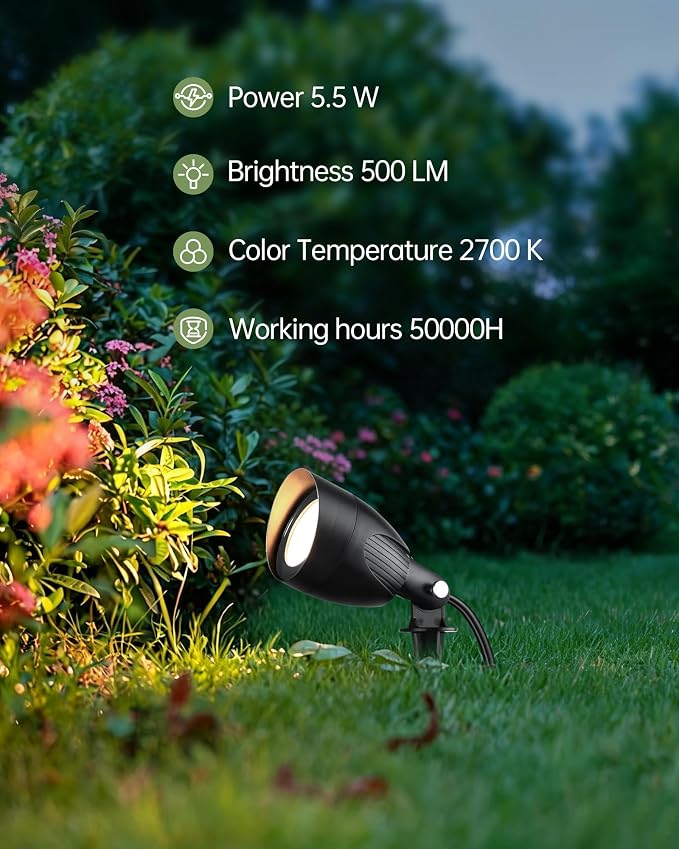LITFIT Low Voltage Landscape Spotlights,12v Waterproof Outdoor Light,2Pack | Wired Flag Light with Connectors,5.5W 500LM Warm White 2700K LED Landscape Spotlights,Accent Lighting for Yard Tree Garden