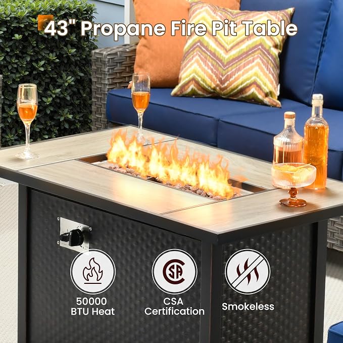 CAODOC Wicker Patio Furniture Set,7 Pieces Modern Outdoor Conversation Set Sectional Sofa with Cushion and Ottomans for Garden, Poolside, Backyard
