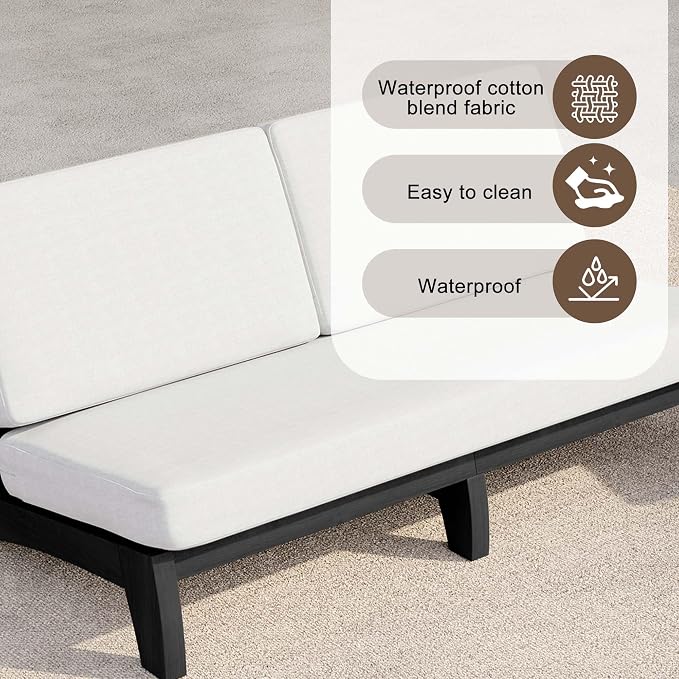 3 Pieces Patio Furniture Sets, All-Weather Outdoor Wood Bistro Set Patio Conversation Coffee Table Chiars and Patio Loveseat for Balcony, Backyard