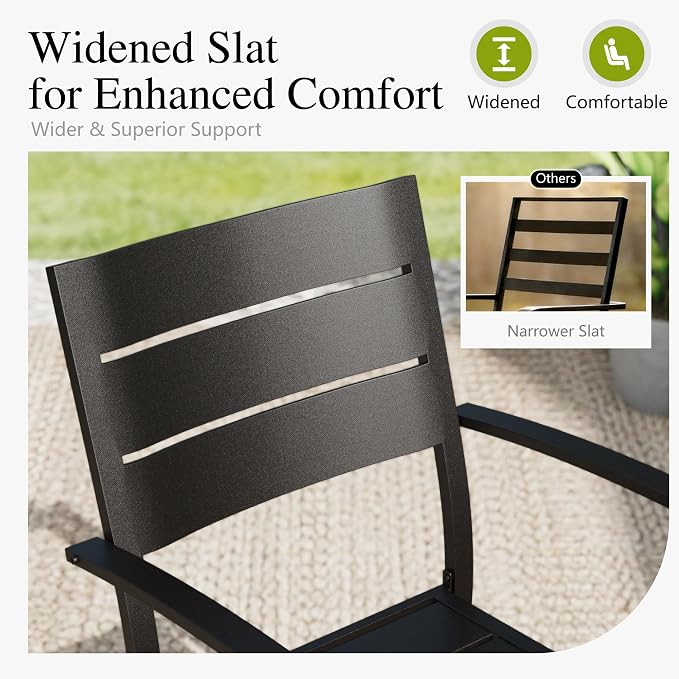 Sophia & William Metal Outdoor Dining Chairs Set of 6 - Stackable Black Patio Chairs, 300lb Capacity