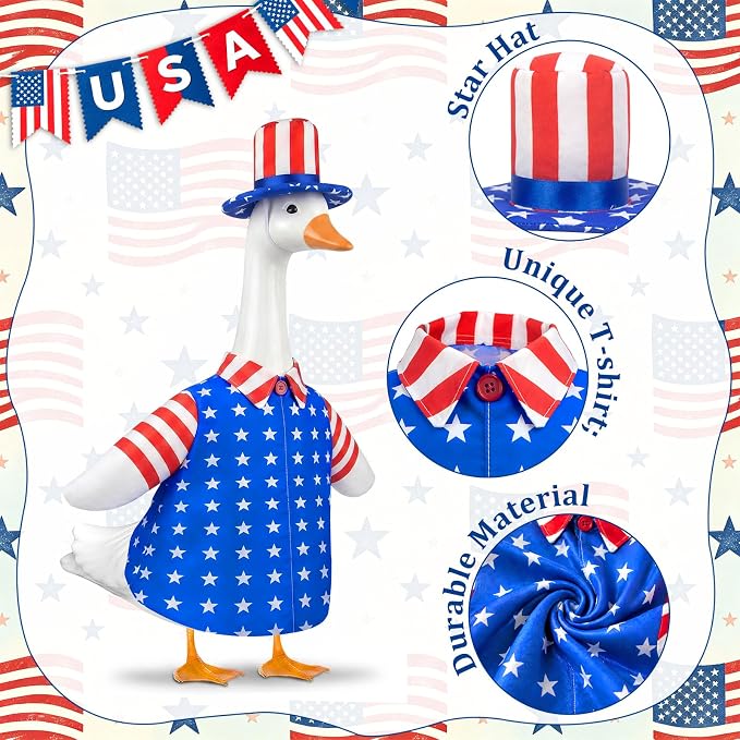 4th of July Goose Outfit with American Flag Patriotic Porch Goose Costume