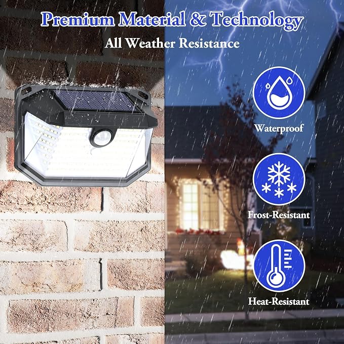 Solar Outdoor Lights, 12-Pack Super Bright 178 LEDs Motion Sensor Wall Light with 270° Wide Angle & 3 Modes, Waterproof Solar Powered Security Light for Patio Garden Garage Front Door