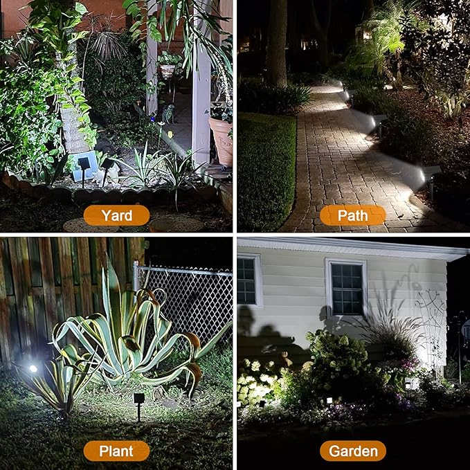 LANSOW Solar Spot Lights Outdoor, [76 LED/4 Pack] 2-in-1 Solar Landscape Spotlights, 3 Modes IP65 Waterproof Dusk to Dawn Solar Powered Flood Wall Lights for Yard Garden Pathway Outside(Cool White)