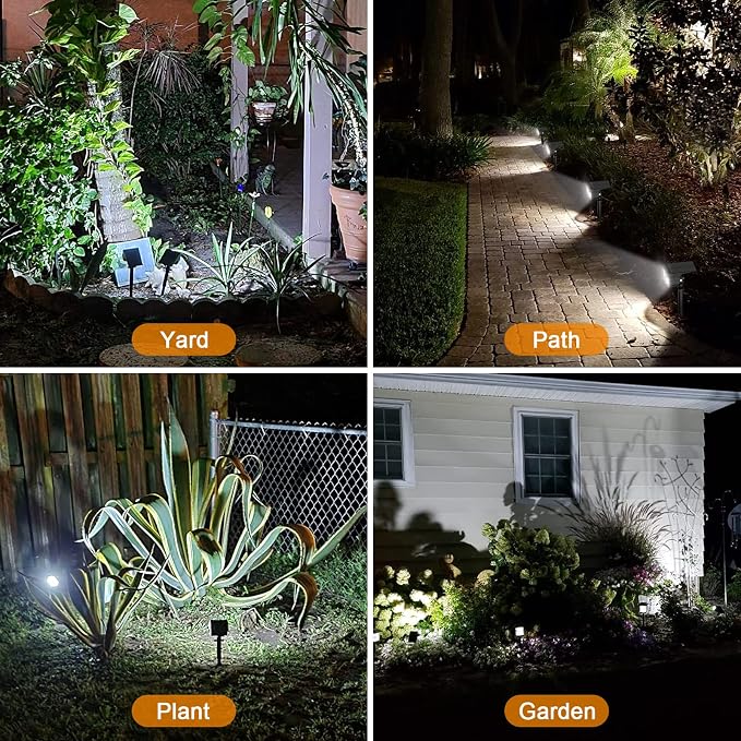 LANSOW Solar Spot Lights Outdoor, [2 Pack/76 LED] 2-in-1 Solar Landscape Spotlights, 3 Modes IP65 Waterproof Dusk to Dawn Solar Powered Flood Wall Lights for Outside Yard Garden Path(Cool White)