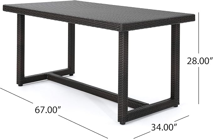 Christopher Knight Home Able Outdoor 7 Piece Wicker Dining Set, Multibrown with Crème Cushions