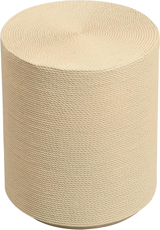 Christopher Knight Home 18.11" H Simulated Rattan Cylindrical MGO Side Table Sculptural End Table Indoor Outdoor Living Room Patio Balcony Decor Accent Table, Natural Wood