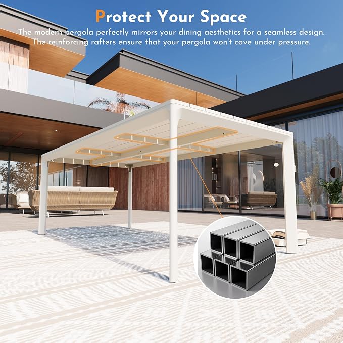 Modern Shade Cavo 79" All-Aluminum Outdoor Patio Dining Table, Minimalist Aluminum Patio Table with Elegant Easy-Clean Surface, Weather-Resistant Outdoor Dining Table for Garden, Indoor, White
