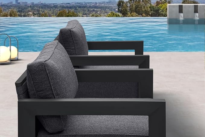 PURPLE LEAF Patio Furniture Set Open-End Outdoor Couch with 9.6" Thick Cushion and Soft Pillows 6 Piece Outdoor Sectional Sofas with Table Modern Outdoor Conversation Sets for Yard Porch Deck, Grey