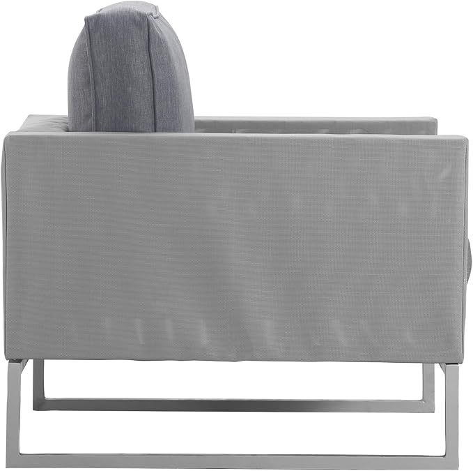 Elle Decor Tropez Outdoor Patio Arm Chair, Modern Mesh Lounge Chair with Cushions and Metal Frame for Patio, Porch, Balcony or Indoor Outdoor Living Space, Gray