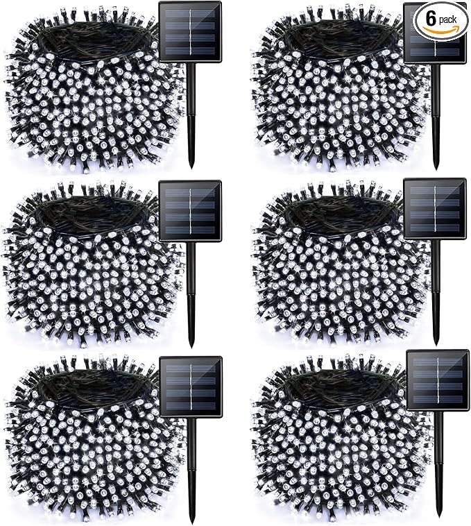 Solar String Lights Outdoor 6 Pack 255FT 720 LED Christmas Light Cool White | 8 Modes, Auto On/Off, Memory Function, Waterproof Solar Twinkle Lights for Outside Xmas Tree Balcony Porch Christmas Decor