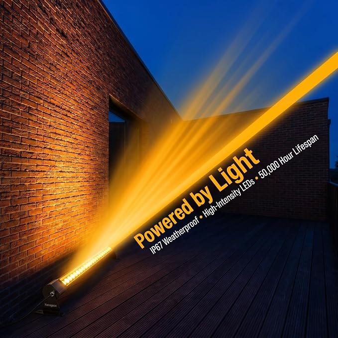 2Pack 72W Wall Washer Light 4FT 2700K 120V IP67 Waterproof Plug-in | Outdoor LED Light Bar/Lifespan 50K Hr/150° Adjustable/Gardens Christmas Halloween Commercial Building Garages Backyard Stage