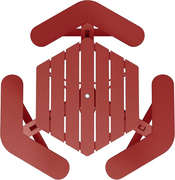 Shoreline Made in USA Hexagon Picnic Table, Seating for 6, Boathouse Red