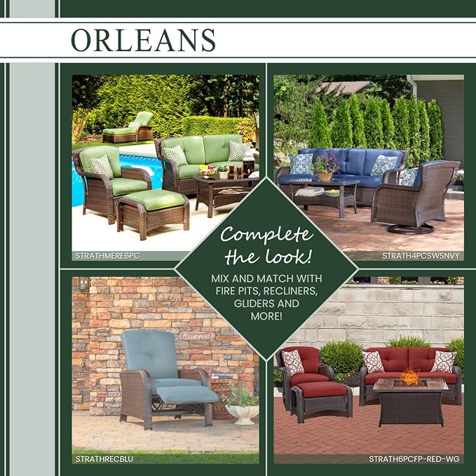 Hanover Orleans 3-Piece Patio Conversation Set with 2 Gray Wicker Swivel Rockers, Heather Gray Cushions, and Glass Top Square Table, Outdoor Bistro Set 3-Piece