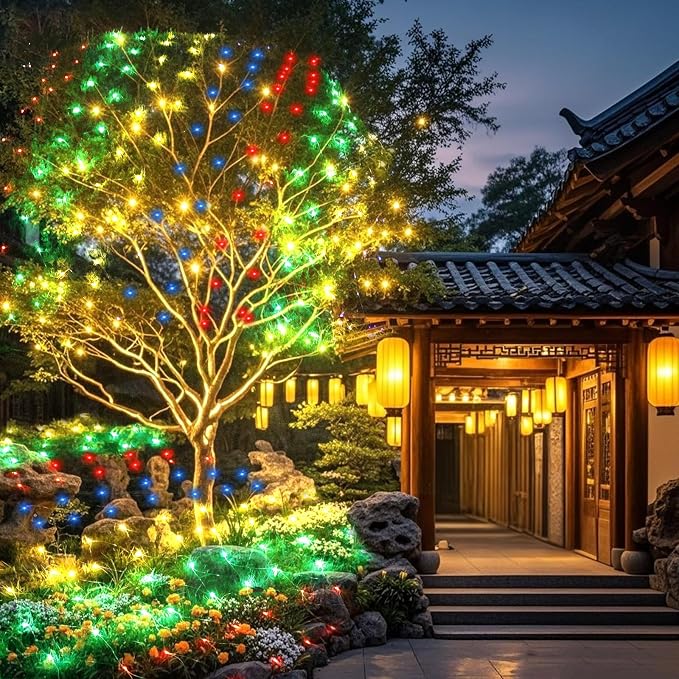 Bush Lights Outdoor, 9.8FT x 6.6FT Christmas Decorations Outdoor Net Lights, 8 Modes Connectable Mesh Light, 196 LED Christmas Multicolor for Trees, Bushes, Garden, Yard Decorations