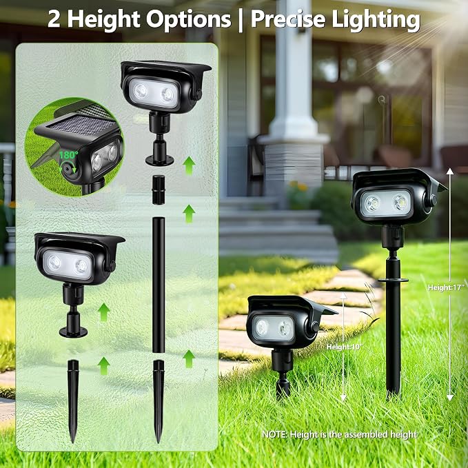 Brizled Solar Powered Outdoor Spot Light Color Changing Landscape Spotlight | RGB 9 Color & 11 Mode; 360° Rotation; IP65 Waterproof; Adjustable Height; Stake or Wall Mounted for Yard Tree Garden Pathway