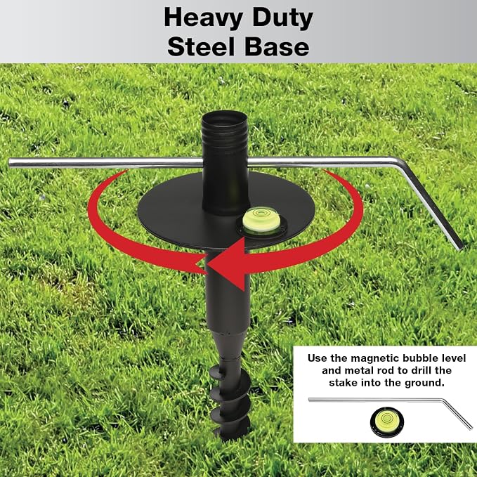 Excello 10-Foot Outdoor String Light Pole, Grass/Dirt Yard Mount, 1-Pack