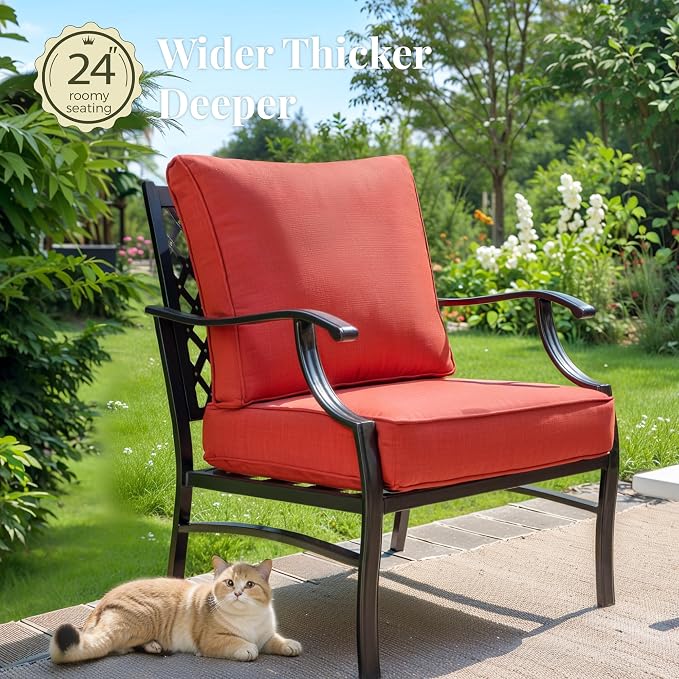 MIXPATIO Patio Furniture Set 6 pcs, Outdoor Patio Furniture, 1 X 3-Seat Sofa, 2 X Single Chairs, 2 X Rocker Chairs, 1 X Coffee Table and 5.75" Extra Thick Cushion, Patio Conversation Set,Red