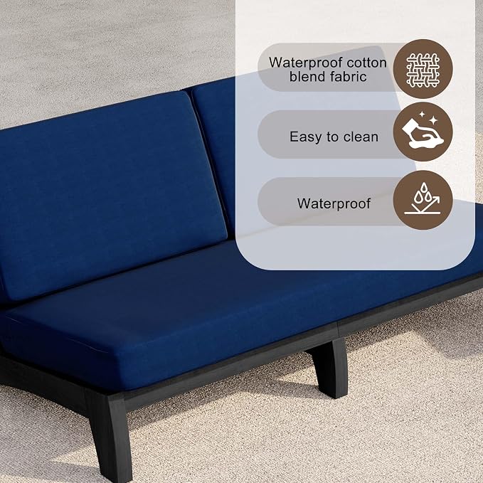 3 Pieces Patio Furniture Sets, All-Weather Outdoor Wood Bistro Set Patio Conversation Coffee Table Chiars and Patio Loveseat for Balcony, Backyard