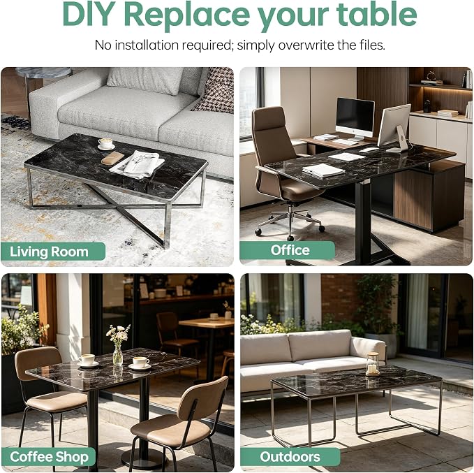 Rectangle Table Top,39.3 ” x 23.6 ” Black Sintered Stone Tabletop, DIY Replacement & Cover Marble Desktop, Scratch & Wear Resistant, Easy to Clean, Suitable for Indoor & Outdoor