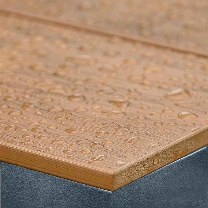 Sundale Outdoor Patio Coffee Table, Rectangular Outdoor Coffee Table with Glitter Shimmer Coated Aluminum Frame and Wood-Like Top, All Weather Deck Table for Patio, Balcony, Deck