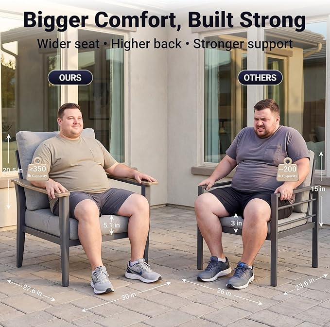 Aluminum Outdoor Patio Furniture Set, 4-Piece Outdoor Sofa with 5.1" Thick Cushions, 55,000 BTU Propane Fire Pit Table, Outdoor Couch for Balcony, Porch, Gray