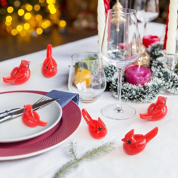 80 Pcs Mini Resin Red Cardinal Birds Christmas Tree Ornaments Bulk Tiny Animals Figurines for DIY Craft Supplies Mini Garden Decor Party Cake Toppers Dollhouses Xmas Gift