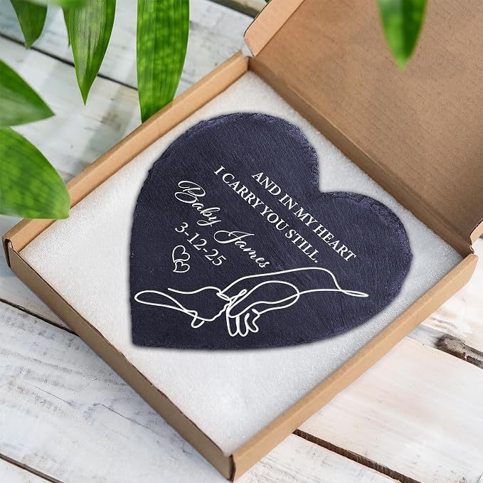 Personalized Miscarriage Garden Stone, Infant Loss Memorial Gift for Mother, Angel Baby Memorial Slate Plaque, Grieving Sympathy Gifts for Loss of Baby Remembrance Carried for a Moment