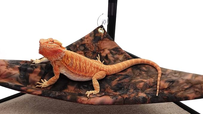 Hammock for Bearded Dragons, Brown Maroon Batik Fabric with Suction Cup Hooks
