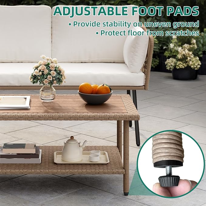 YITAHOME 2 Pieces Patio Furniture Set, All-Weather Wicker Loveseat with Thick Cushions & Rattan Table, Outdoor Conversation Set for Patio, Balcony, Backyard, Deck, Poolside