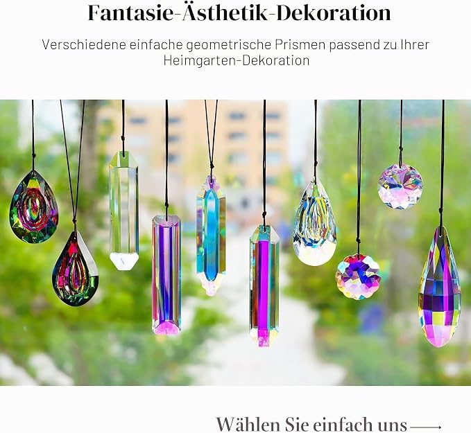 3 Pack 5" Large Crystal Prisms Suncatcher for Window AB Colored Sun Catcher | Indoor Window,Hanging Crystals,Rainbow Maker Prisms For Home Garden Christmas Tree Decor,with Hooks & Cord,Gift For Women