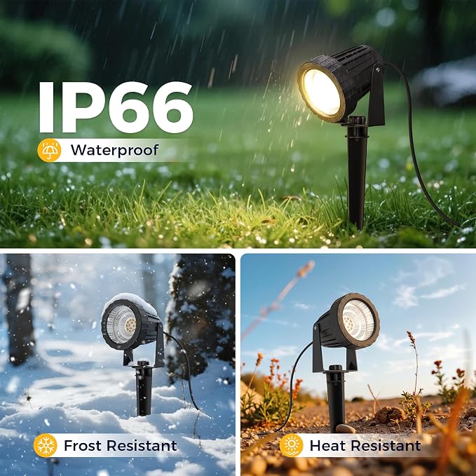 L LOHAS LED 12W Dusk to Dawn Outdoor Spotlight Landscape Light 2 Pack | 12W Outdoor Spotlight with Automatic Lighting Control, Landscape Flood Light for Yard, Garden, House and Outdoor Areas