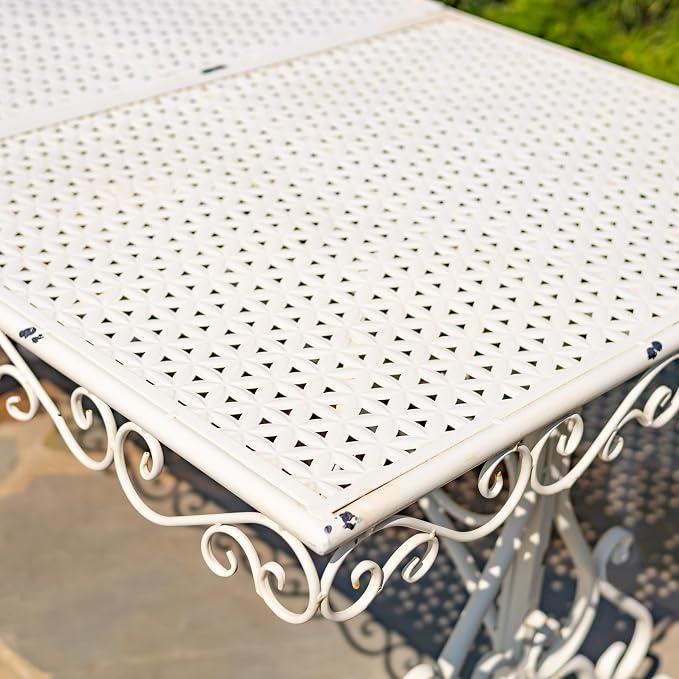 Zaer Ltd. Five-Piece Metal Dining Set in Antique White Solebury