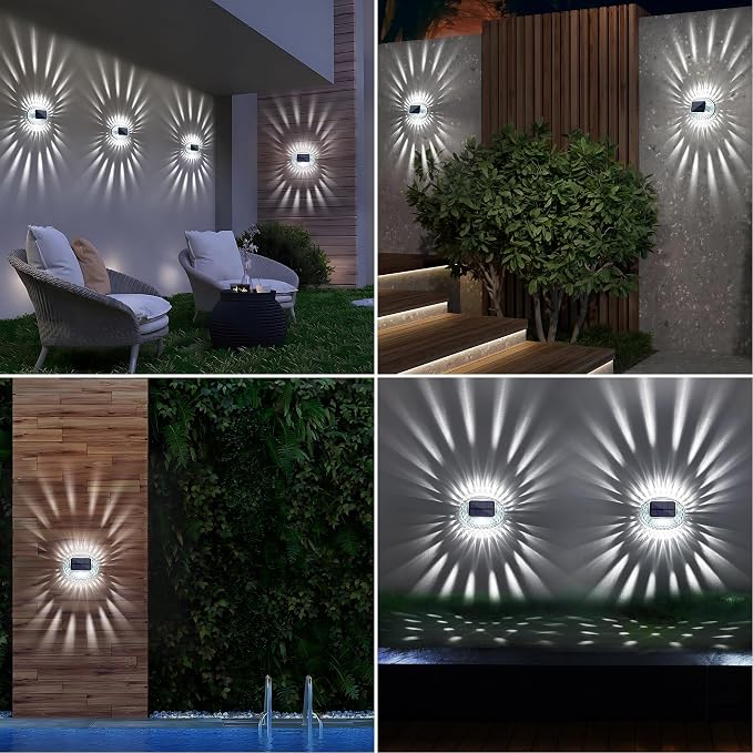 LYHOPE Solar Fence Lights Outdoor, IP65 Waterproof Solar Light for Outside, 6 Pack Deck Light for Backyard Railing Patio Deck Fence Stair Railing Wall Outdoor Decorations(Cool White)