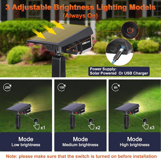 LEREKAM 40 LEDs Spotlights,IP65 Waterproof Solar Powered Landscape Spotlights 2-in-1 Wall Light, Outdoor Landscaping Lights Auto On/Off for Yard Garden 2Pack Warm-White