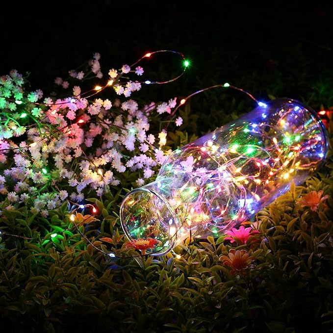 Joomer Solar Fairy Lights, 4Pack Total 104FT 320LED Lights, Multicolor | Silver Wire, Solar String Light Waterproof 8 Lighting Modes for Patio Fence Party Garden Yard Home Outdoor Decoration