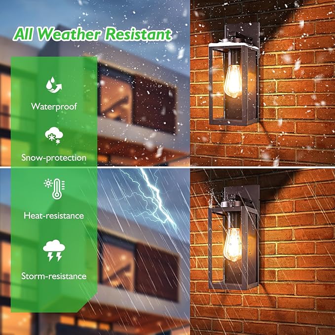 BesLowe Outdoor Wall Light, Modern Exterior Porch Sconce Lighting, Brown | Waterproof, Rust-Resistant, Durable Metal with Clear Glass, Standard E26 Socket, Easy to Install