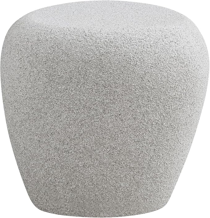 19.29" Irregular Fiberglass Outdoor Side Table, Durable Small Drink Table for Small Spaces, Scratch-Resistant & Waterproof End Table for Living Room, Apartment, Office, Beige