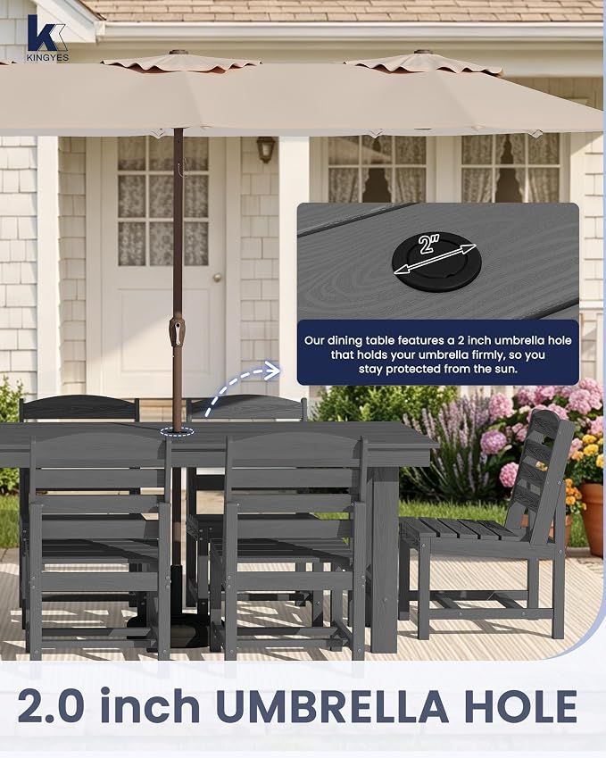 KINGYES Patio Armless Dinning Chairs Set of 2, HDPE All-Weather Outdoor Patio Chairs for Garden Backyard, Gray