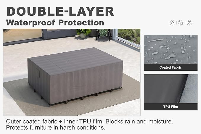 PURPLE LEAF Outdoor Dining Set for 8 with Waterproof Furniture Cover Aluminum Luxury Patio Furniture Table and Chairs Set with Removable Thick Cushion for Large Backyard Garden Poolside, Bronze