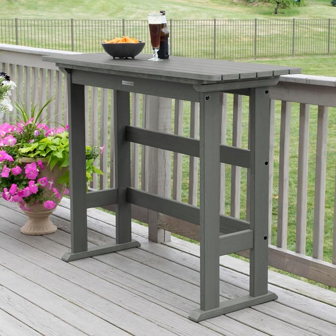 highwood AD-TBL-KS3-CGE Lehigh Bar Height Balcony Table, Coastal Teak