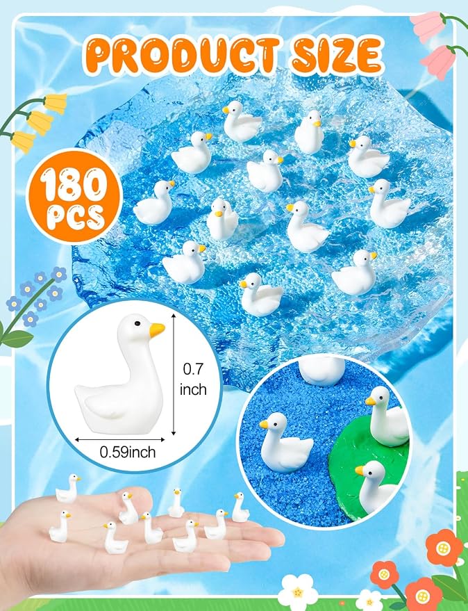 180Pcs Mini Tiny Resin Gooses | DIY Crafts, Lawn Yard Garden Decorfor Dollhouse Fairy Gardens Micro Landscape DIY Crafts