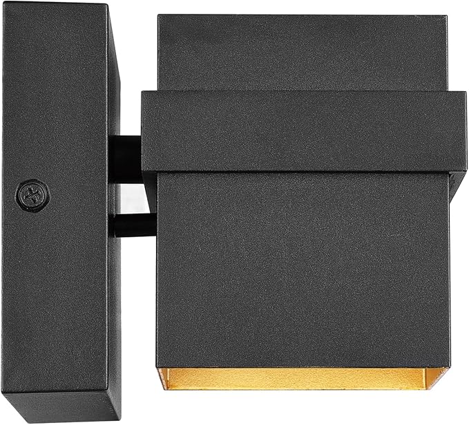 Globe Electric 60000022 11.5W LED Integrated Outdoor Wall Sconce, Matte Black, Gold Accent, 400 Lumens, 3000 Kelvins, 90 CRI, Front or Back Porch Decor, Modern Minimalist Exterior Lighting