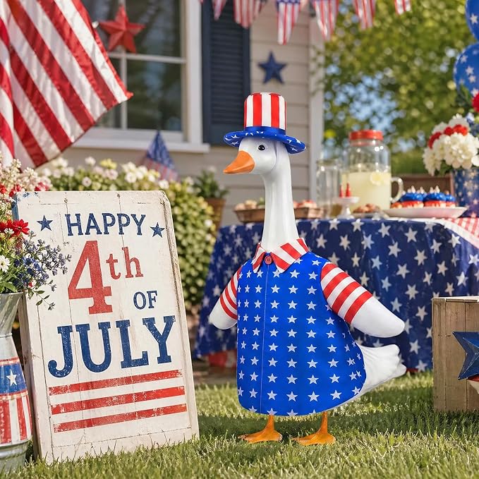 4th of July Goose Outfit with American Flag Patriotic Porch Goose Costume