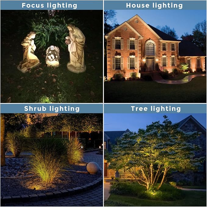Gardencoin Solid Brass Outdoor Landscape Spotlights, 12V Heavy Duty LED Low Voltage Spot Light Waterproof for Garden and Yard Uplighting, Bronze Accent Lighting Fixture, Without MR16 Bulb 4 Pack