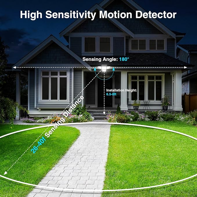 4500LM Solar Lights Outdoor Waterproof, 197 LED Solar Flood Lights Outdoor with 2 Motion Sensor, 4 Heads Security Light for Yard Outside House Garage 1 Pack