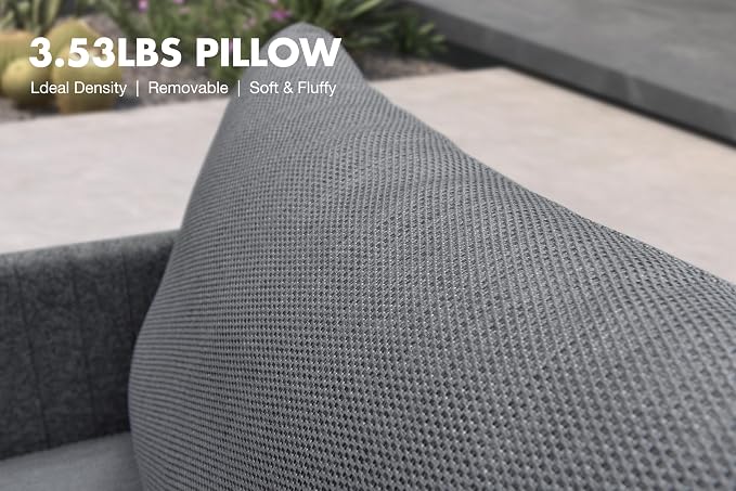 PURPLE LEAF Patio Furniture Set 7 Pieces Outdoor Conversation Sets PP Rope Patio Sofa with Cushions and Table Manual Weaving Deep Seating Furniture for Porch Lawn Backyard Gray