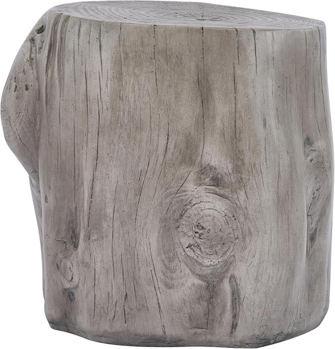Christopher Knight Home Lomlyn Outdoor Tree Stump Side Table, Lightweight Concrete End Table, Accent Table with Natural Wood Form, Decorative Small Coffee Desk for Living Room Patio, Antique Grey