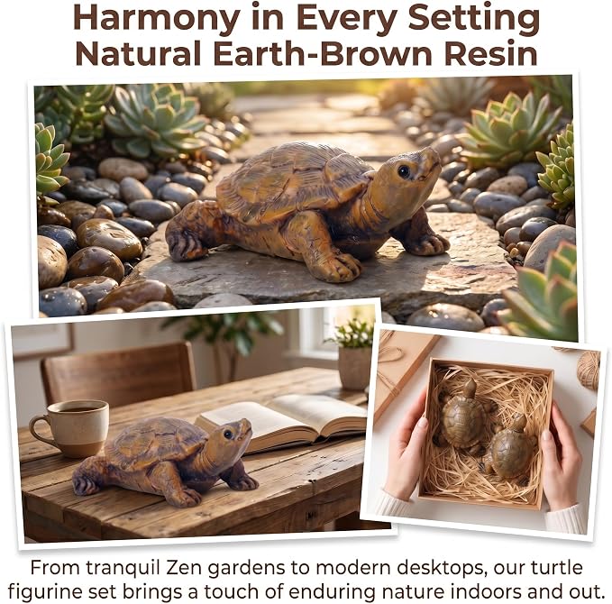 2 Pack Turtle Statue, Outdoor Garden Turtles Decor, Tortoise Figurine for Yard, Pond, Patio, Lawn, Outdoor Animal Statues & Garden Figurines